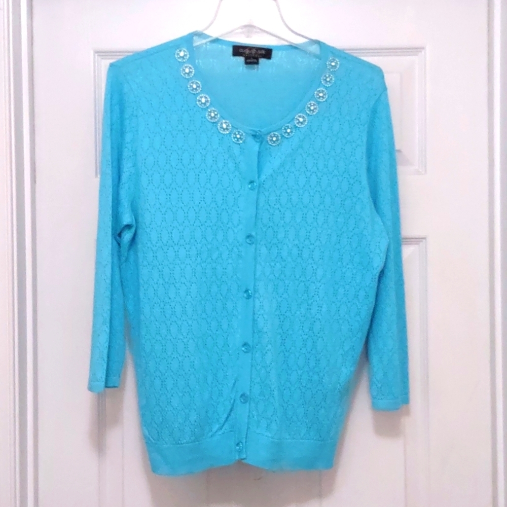 August Silk Blue Sweater Size L